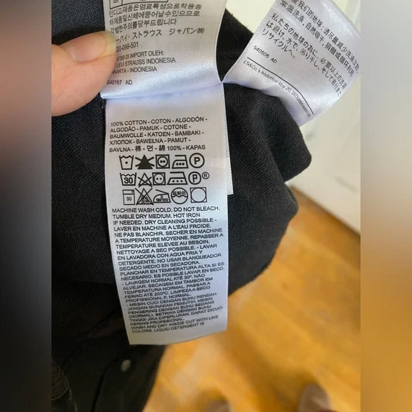 LEVI'S “Aubrey” Black Denim Sleeveless Button Front Short Dress Women’s Size M - Picture 7 of 12